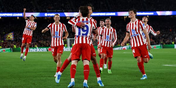 Atlético Madrid wakisherehekea gol dhidi Barcelona Champions League 2026 mechi ya kwanza 2-0